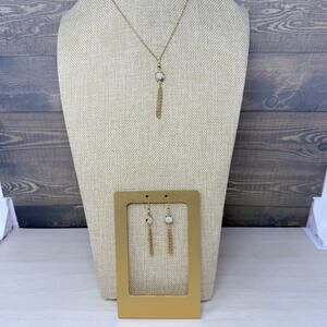 10K Gold over Sterling Silver 925 Pave Tassel Necklace and Earrings Turkey